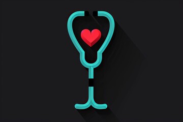 Sticker - Heart with Stethoscope Icon Creative Concept Art Health and Wellness Medical Symbol