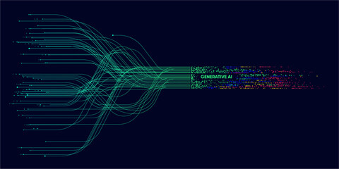 Wall Mural - illustration of abstract stream. artificial intelligence. big data, technology, ai, data transfer, d