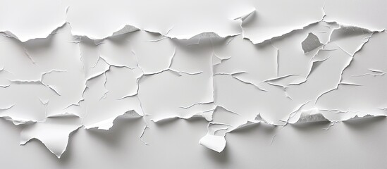 Wall Mural - Ripped white paper strips with torn edges placed on a white background leaving space for alternative images. Copy space image. Place for adding text and design