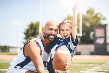 Wall Mural - football, sport with a dad and daughter training on a court outside for leisure fitness and fun