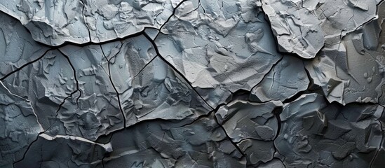 Wall Mural - Cracked grey stone wall in a cave creates an abstract background and texture with beautiful patterns ideal for use as a banner wallpaper or for work with copy space image