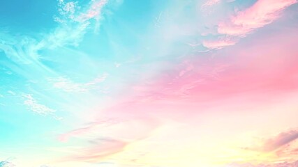 Sticker - Pastel sky with soft, fluffy clouds.