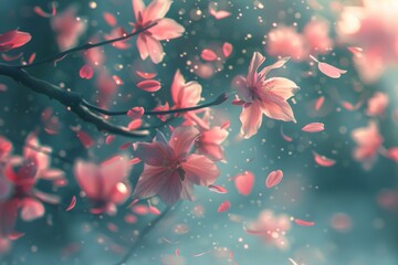 Wall Mural - Sakura Petals Dance in the Breeze