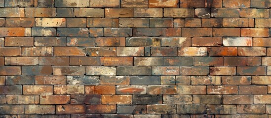 Brick wall with a mix of vintage and modern bricks ideal as a background for designs and presentations featuring copy space image