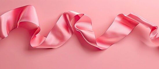 Sticker - Pink ribbon on a matching pink backdrop illustrating various ribbon designs with copy space image