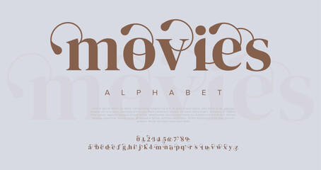 Wall Mural - Movies Luxury alphabet letters Font. Minimal modern urban fonts for logo, brand etc. Typography vector illustration