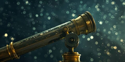 Aufkleber - Antique brass telescope against a starry sky, symbolizing exploration and discovery