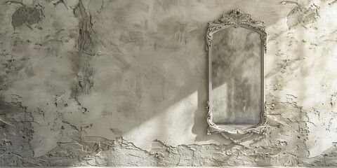Aufkleber - Interior design concept with a decorative mirror on a textured plaster wall