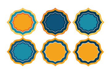 Six Colorful Octagonal Shapes with White Outlines