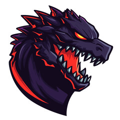 Godzilla vector mascot logo design with modern illustration concept style for badge, emblem and tshirt printing. Dinosaur illustration for sport and esport team logotype. Godzilla sticker