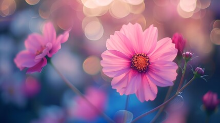 Poster - a pink flower with a blurry background