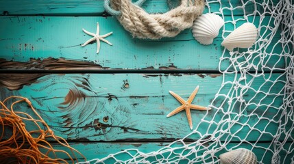 Sticker - nets and rope on the sea