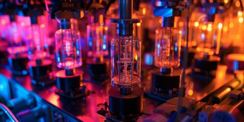 Fototapete - Researchers conducting experiments with quantum computers in a controlled environment, exploring quantum technology development