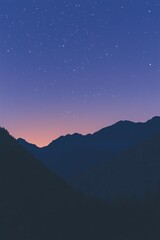 Wall Mural - mountainous landscape illuminated by a star studded sky