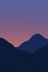 Wall Mural - mountainous landscape illuminated by a star studded sky