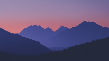 Wall Mural - mountainous landscape illuminated by a star studded sky