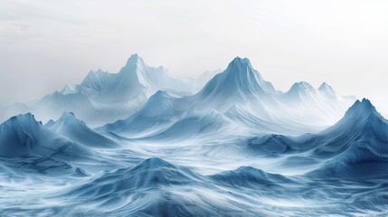 Naklejka na meble A mountain range with a river running through it. The mountains are covered in snow and the sky is cloudy