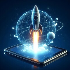 3D modeling of rocket launch boost from blueprint concept to modeling technological economic growth and evolution for graphics resource social media post banner poster