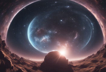 Wall Mural - 360 degree equirectangular projection space background with nebula and stars environment map HDRI sp