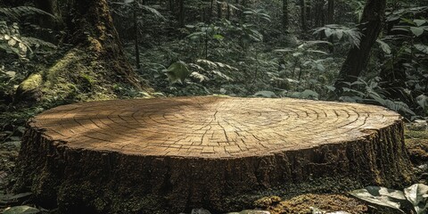 Poster - Tree Stump in a Lush Forest Setting