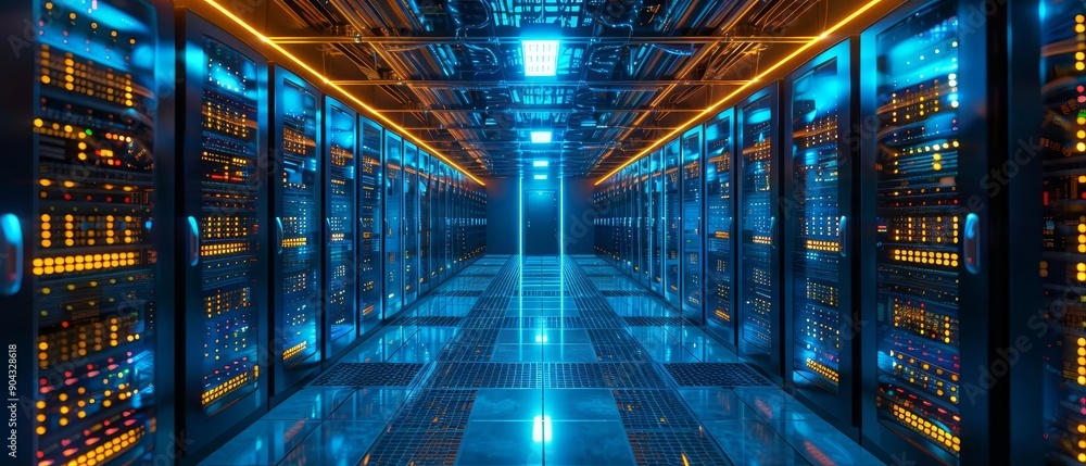 High-tech server room with biometric and token-based access points ...