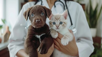 The veterinarian with pets