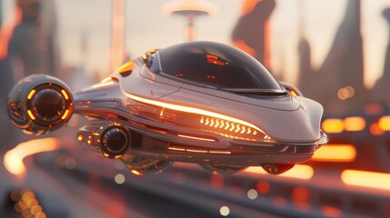 Digital illustration of a futuristic city with flying cars, Sci-fi, Innovation