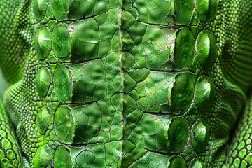 Wall Mural - green lizard skin texture, seamless background, top view