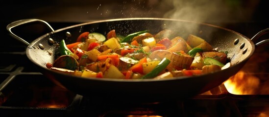 Vegetable Stir-Fry Cooking on a Stovetop