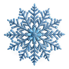 blue beautiful snowflake with patterns on a white background