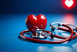 © Galeno - concept medicine health symbolized red heart stethoscope blue background