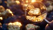 © Wimon - Gold nuggets, investor holding magnifying glass, 3D illustration, copy space for text, high-resolution photo