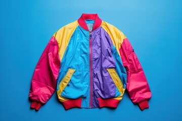 Colorful retro jacket on blue background