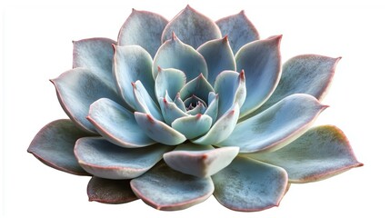 Wall Mural - one single succulent echeveria plant on white background