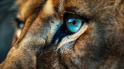 Wall Mural - Stunning aqua eyes in the profile of a lion face seen from the sides