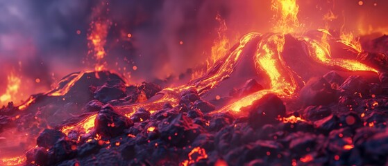 Poster - Dynamic Volcano Eruption with Vibrant Lava Effects