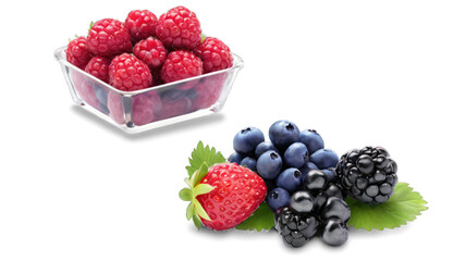 fresh berry collection strawberries, blackberries, raspberries, blueberries, transparent background