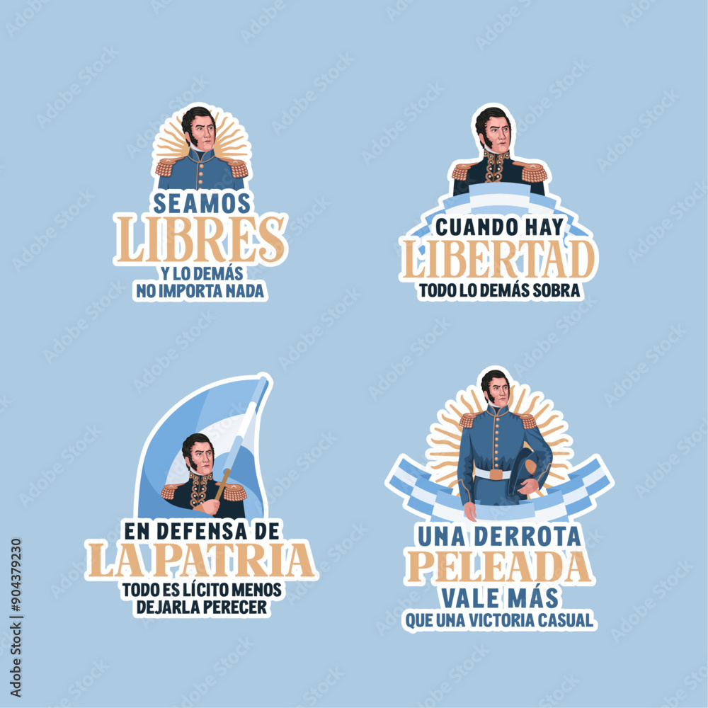 Procer 17 de Agosto, José de San Martín. Procer Argentino, stickers patrios ...