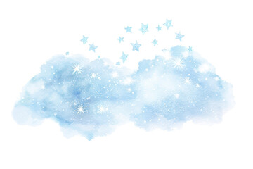 Wall Mural - png dreamy watercolor clouds and stars