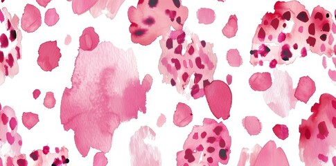 Canvas Print - Playful hand painted watercolor light pastel pink leopard print fabric texture. Abstract cute spotted animal fur background texture. Cute girl's birthday, baby shower, or nursery wallpaper design.