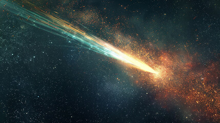 Wall Mural - close-up of a comet with abstract, trailing light patterns and cosmic colors