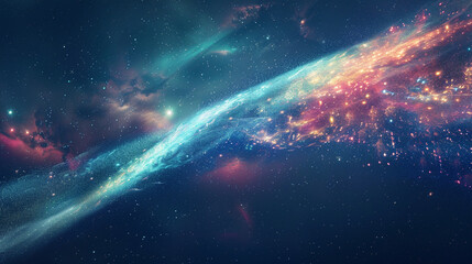 Wall Mural - close-up of a comet with abstract, trailing light patterns and cosmic colors