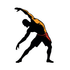 Poster - a body builder doing excersise vector silhouette, isolated white background