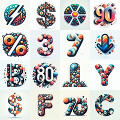 Wall Mural - circles shapes Lettering Typeface. AI generated illustration