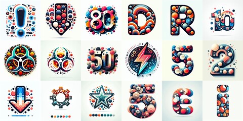 Wall Mural - circles shapes Lettering Typeface. AI generated illustration