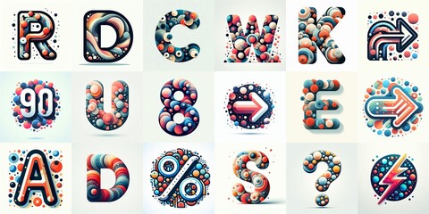 circles shapes Lettering Typeface. AI generated illustration