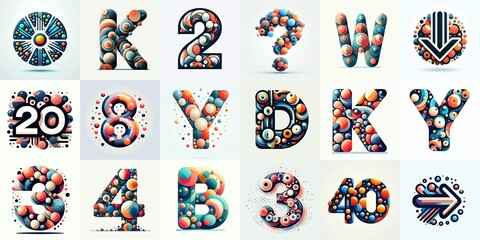 Wall Mural - circles shapes Lettering Typeface. AI generated illustration