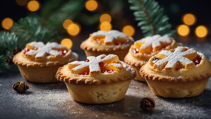 Wall Mural - Mince Pies, traditional food Great Britain decoration