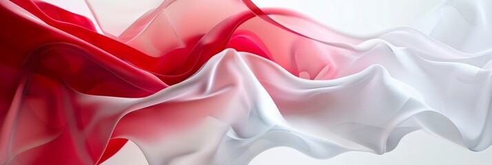 Wall Mural - An Elegant Red and White Fabric Flowing Gracefully in Soft and Gentle Waves of Beauty