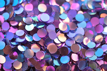 Aufkleber - Holiday background from glitter paillettes, close up. Metallic Sequins background, sparkling sequined.